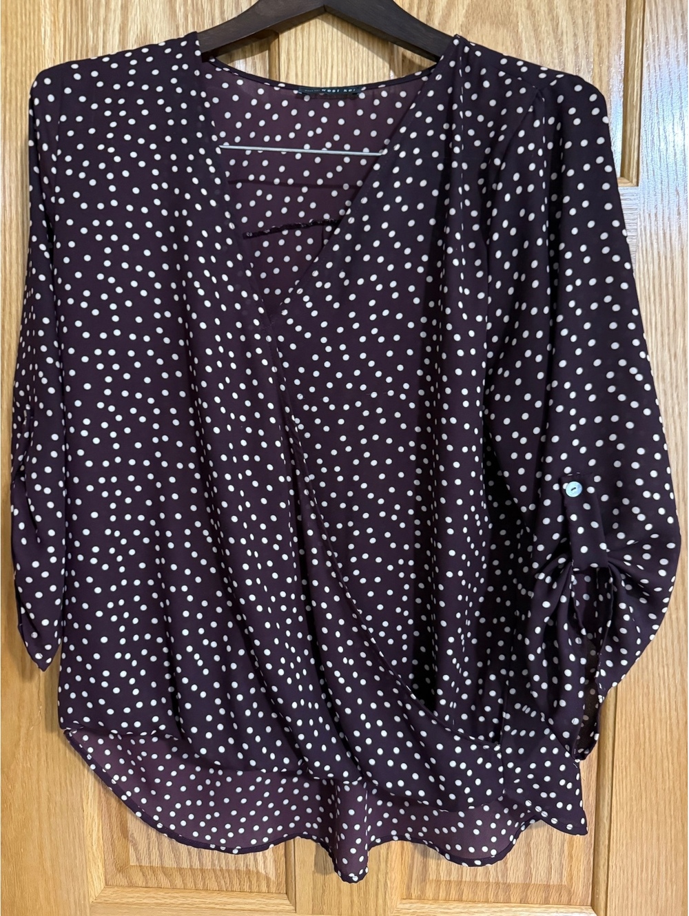 Burgundy dot women’s top
